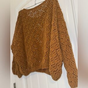 POL CROCHET SWEATERS size small in color: tan and size medium in color gray.